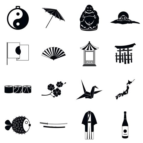 Japan icons set black 8939906 Vector Art at Vecteezy