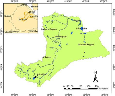 Location of the Awash River basin in the central Rift Valley of ...