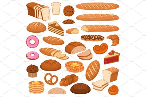 Cartoon bread and cakes. Bakery | Graphic Objects ~ Creative Market