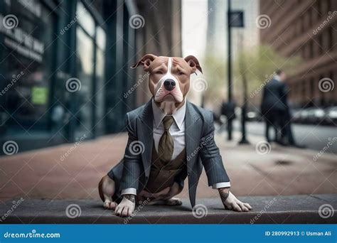 Dog Wearing Business Suit Posing in the City. AI Stock Illustration ...