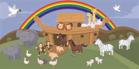 Noah's Ark Rainbow Kids Church Wallpaper Mural