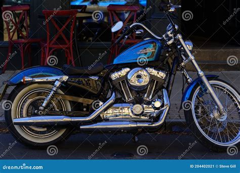 Sparkling Blue Harley Davidson Motorcycle. Editorial Photo ...