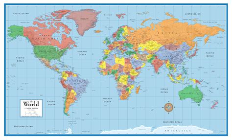 48x78 Huge World Classic Elite Wall Map Laminated- Buy Online in South ...