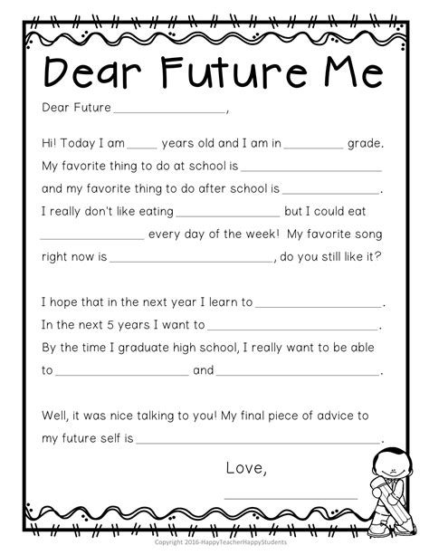 Time Capsule Letter: Letter to Future Self: Beginning or End of Year ...