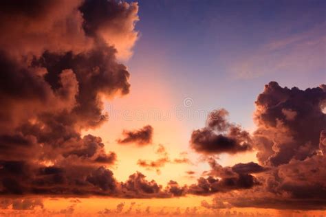 Red Sky with Sun Red Light Reflexted in the Warm Cloud Color Background ...