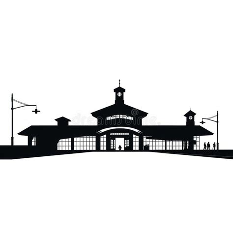 Minimalistic Black and White Train Station Silhouette Art Stock ...