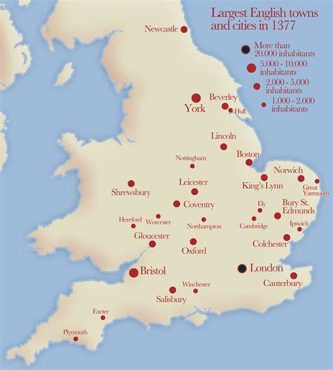 Largest English towns and cities in 1377 [OC] [1600 x 1778] : MapPorn