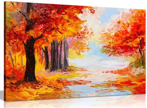 Oil Painting Landscape Colorful Autumn Forest Abstract Canvas Picture ...