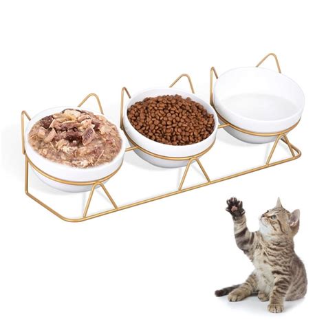 sixwipe 3 Pcs Cat Food Bowls, Ceramic 16.9 oz Upgraded with Stainless ...