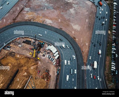 Construction of a tunnel under the motorway. Construction of a traffic ...