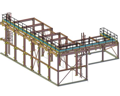 Metal Stair Platform Structure For Industrial Plants Dwg