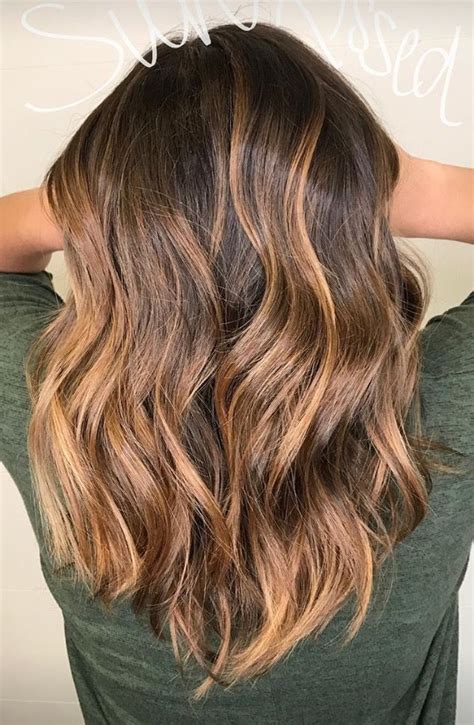 balayage sun kissed lob brunette caramel highlights summer hair | Hair ...