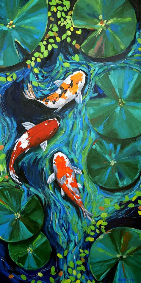 Koi Pond Wall Art Print Résumé Peinture Imprimer | Etsy | Arte koi ...