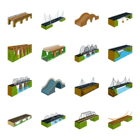 Premium Vector | Bridge of construction cartoon set icon. Isolated ...