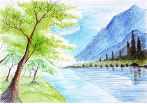 color pencil drawings landscape | Landscape drawings, Drawing scenery ...