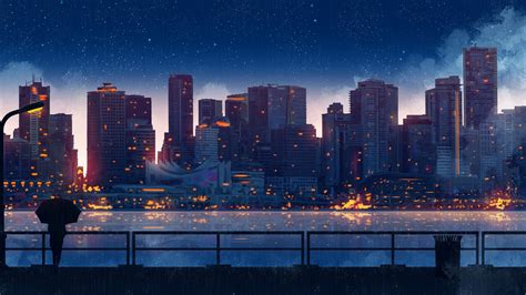 Anime City Scenery Wallpaper