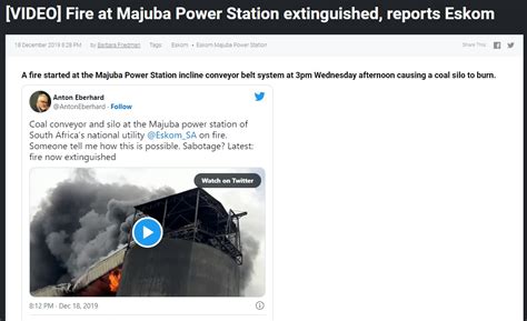 Video shows blaze at South Africa’s Majuba power station in 2019, not ...