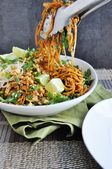 Tofu Pad Thai Sweet Potato Noodles (gluten-free, dairy-free, lightened ...