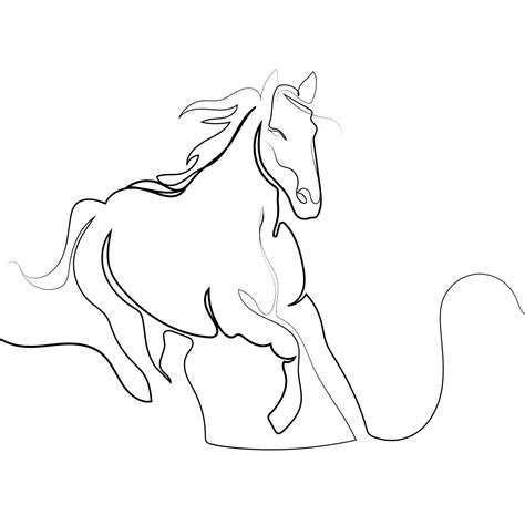 One line drawing Running Horse print,poster logo template.Horse ...