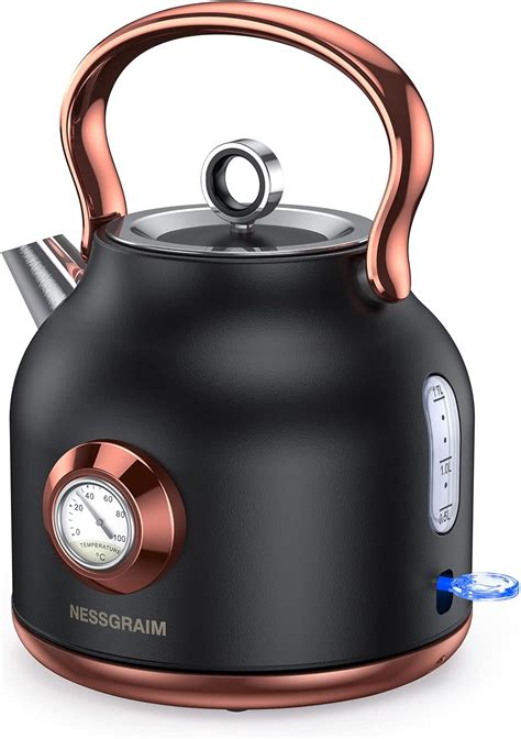 Buy NESSGRAIM Retro Electric Kettle 1.7L, Stainless Steel Tea Kettle ...