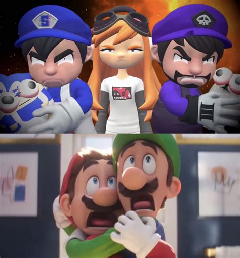 SMG4, SMG3 and Meggy scared Mario and Luigi by Noe0123 on DeviantArt