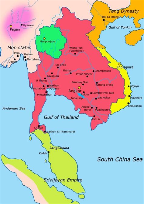 Map of Southeast Asia circa 900 CE (With images) | Khmer empire, Asian ...