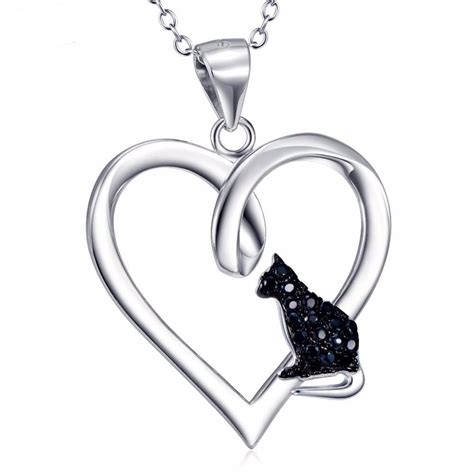 I Love Black Cats Necklace | Cat pendant necklace, Cat necklace silver ...