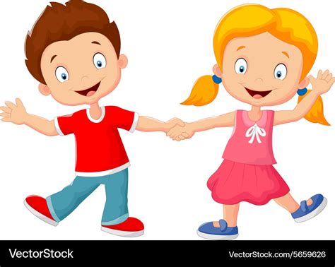 Cartoon little kids holding hand Royalty Free Vector Image