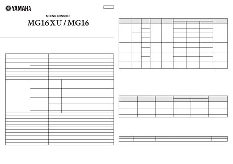 Yamaha MG16XU/MG16 Specifications - Free PDF Download (2 Pages)