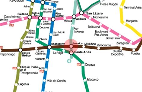 Jamaica station map - Mexico City Metro