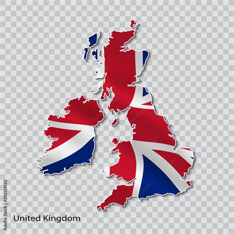 Map of united kingdom with a national flag on a transparent background ...