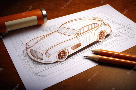 Premium Photo | Car design sketch on a sheet of graph paper for ...