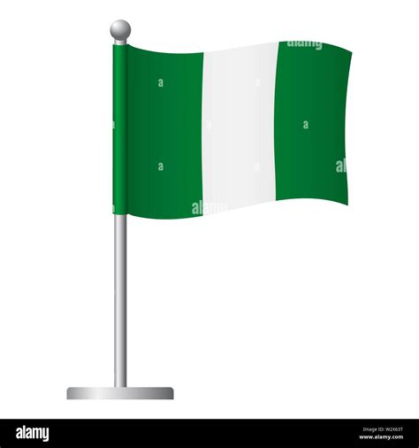 Nigeria flag on pole. Metal flagpole. National flag of Nigeria ...