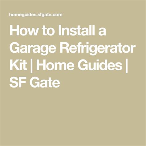 How to Install a Garage Refrigerator Kit | Garage refrigerator, Garage ...