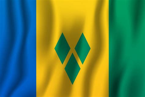 Saint Vincent and the Grenadines realistic waving flag vector ...