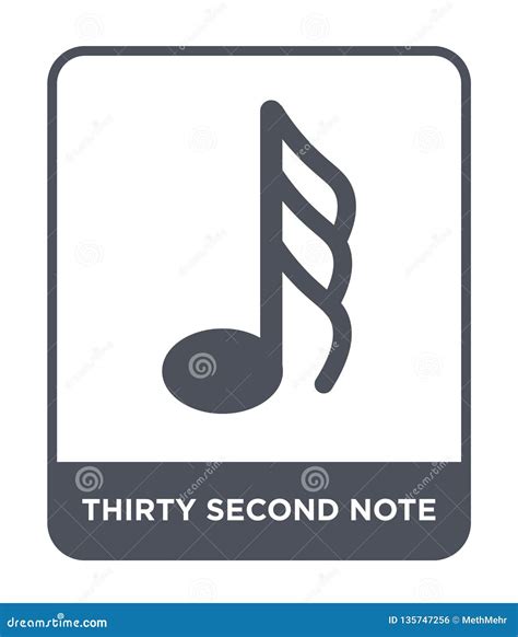 Thirty Second Note Vector Icon On White Background. Flat Vector Thirty ...