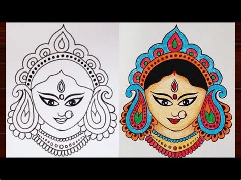 How To Draw Maa Durga Face|| Easy Line Drawing For Beggeiner's ...