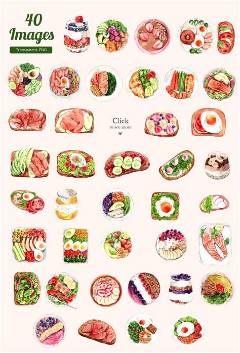 Healthy Food Clean Food Watercolor - Design Cuts