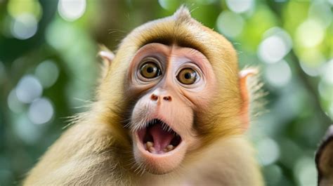 Premium AI Image | Surprised funny monkey with opened mouth AI Generative