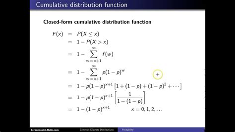 Geometric distribution cumulative distribution function - YouTube