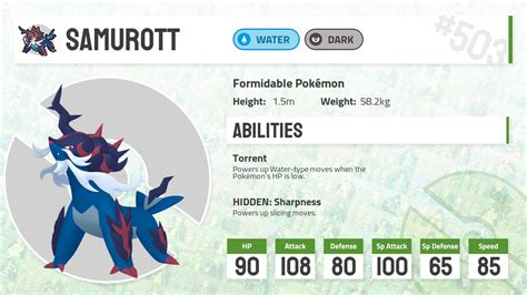 #503 Hisuian Samurott - Pokecharms PokéDex