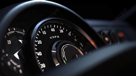 Car Dashboard Speedometer In A Black Car Background, 3d Illustration ...