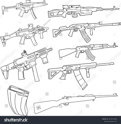 Vector Image Several Types Machine Guns Stock Vector (Royalty Free ...