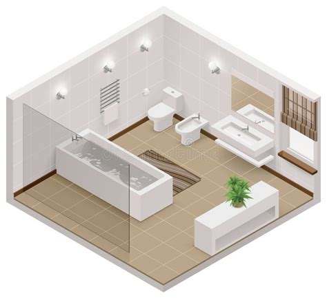 Vector Isometric Bathroom Icon Stock Vector - Illustration of living ...