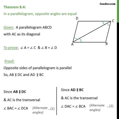 Theorems, Parallelogram, Opposites