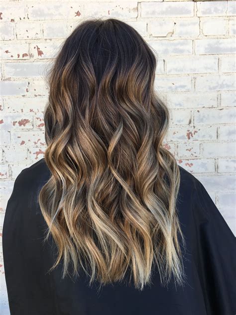 Brown hair, brown balayage, blonde highlights, loose waves, hair ...