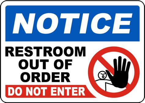 Restroom Out Of Order Sign - Save 10% Instantly