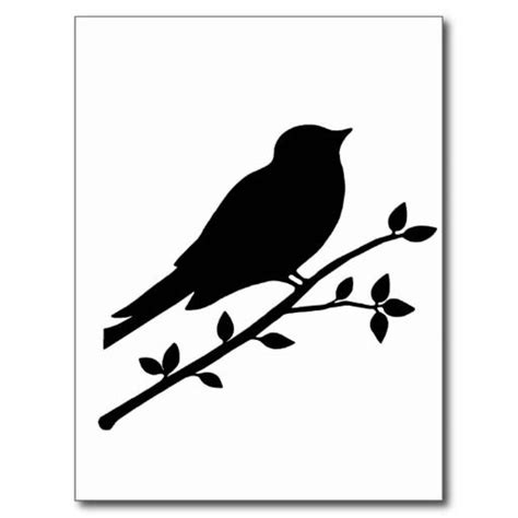 Bird on a Branch Silhouette Postcards Vogel Silhouette, Bird Silhouette ...