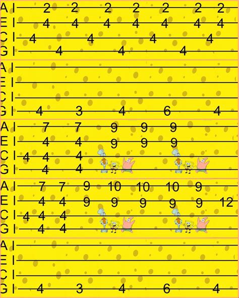 Bob esponja | Tablaturas para ukulele, Tablatura, Canções com ukulele