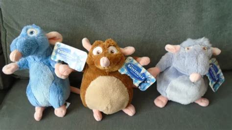 DISNEY RATATOUILLE REMY Emile & Django Paris Rat`s Soft Plush Toy All ...